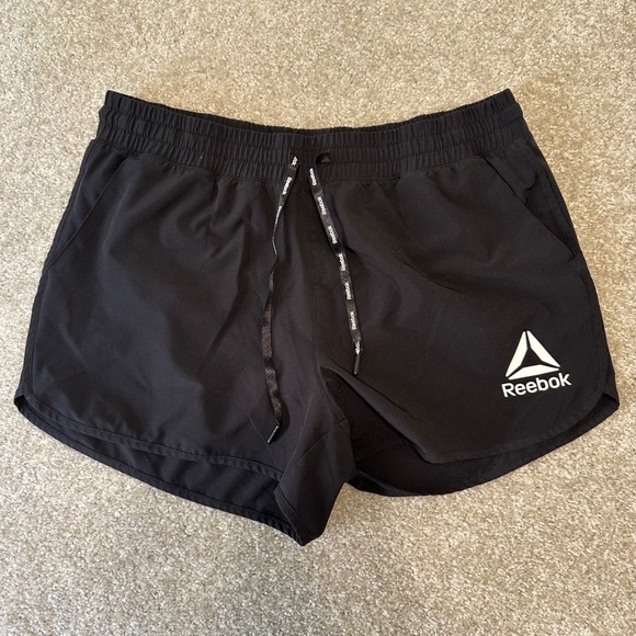Reebok Women's Running Shorts Black Athletic Workout Gym Lined Size Large - Picture 1 of 5